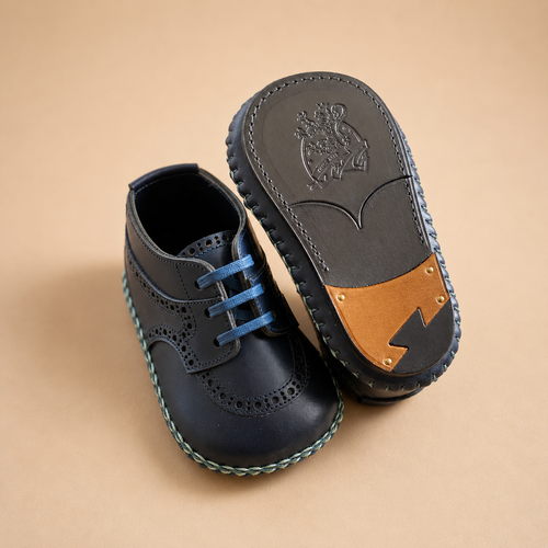 Baby First shoes Derby Museum Calf Blue