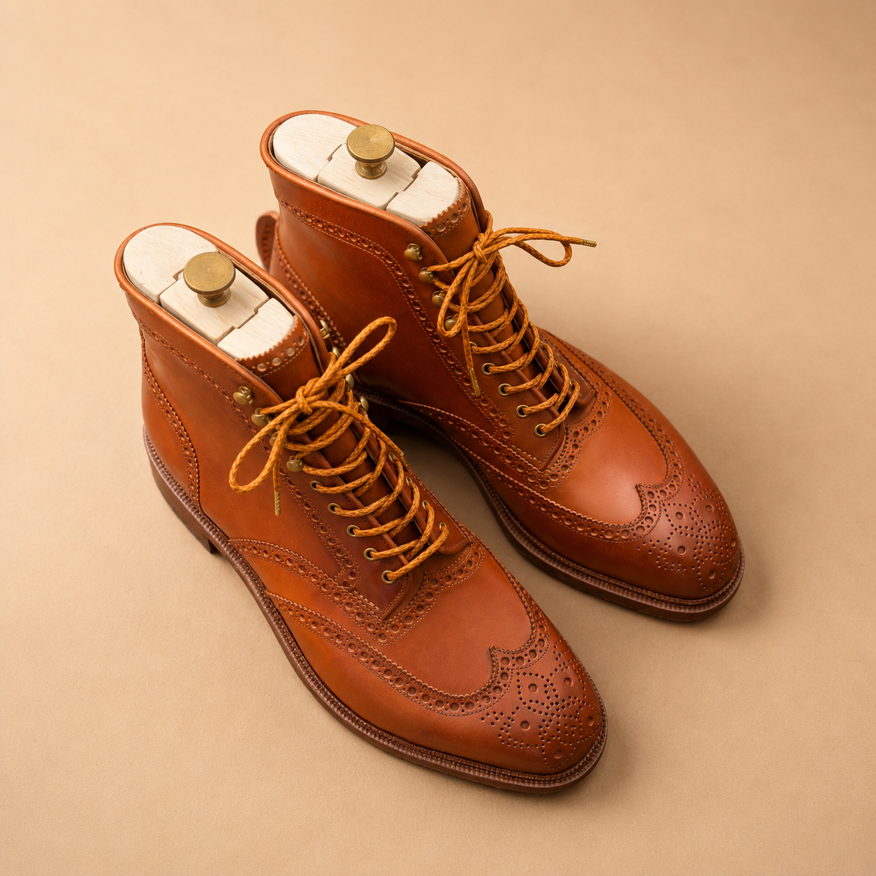 Bespoke Derby Wingtip Boots Cordvan Brown