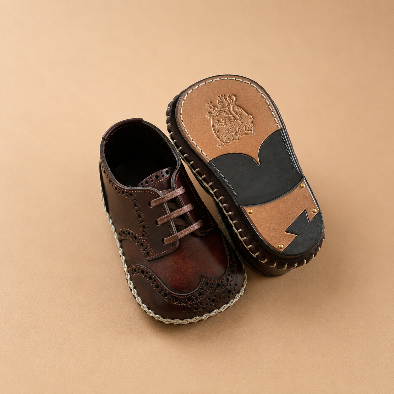 Baby First Shoes Derby Wingtip Brown｜ブラウンレザーのベビーシューズ ソール