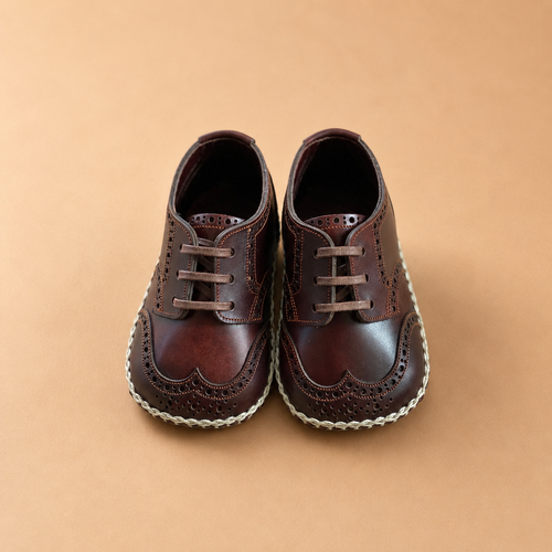 Baby First Shoes Derby Wingtip Brown｜ブラウンレザーのベビーシューズ 正面