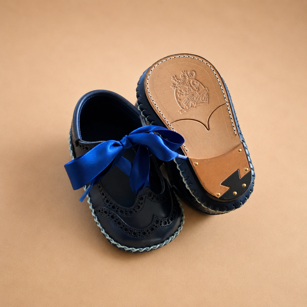 Baby First shoes Ghillie Museum Calf Blue