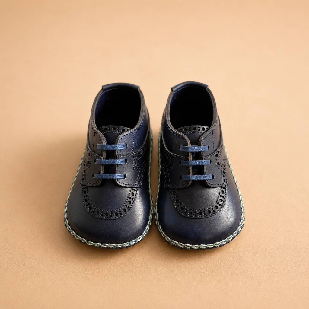 Baby First Shoes Derby Museum Calf Blue