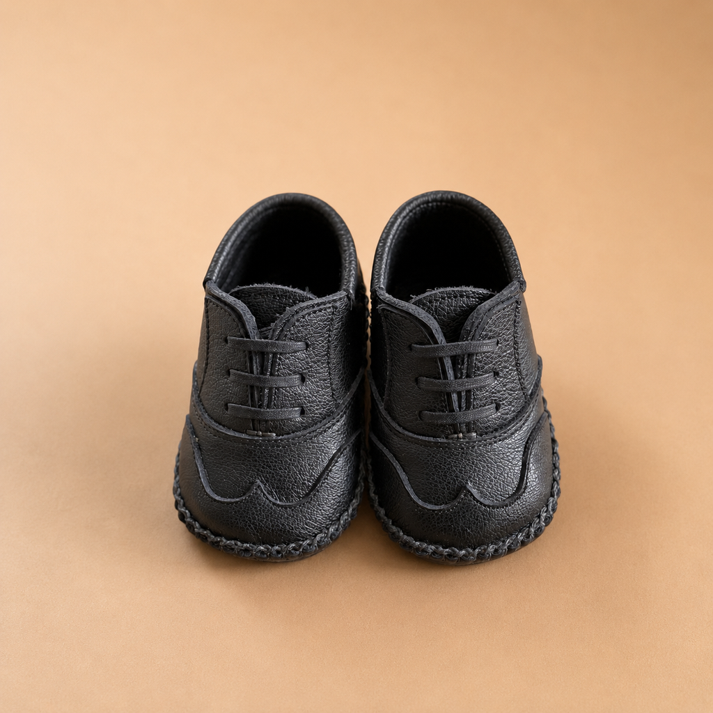 Baby First Shoes Oxford Buffalo Black