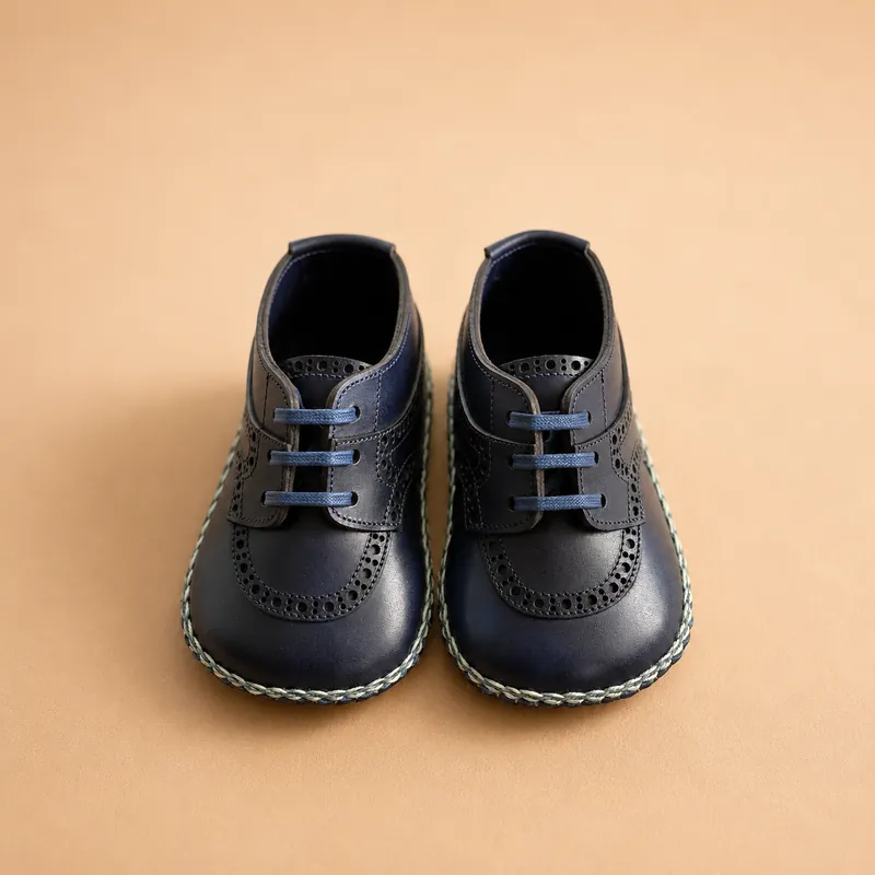 Baby First shoes Derby Museum Calf Blue