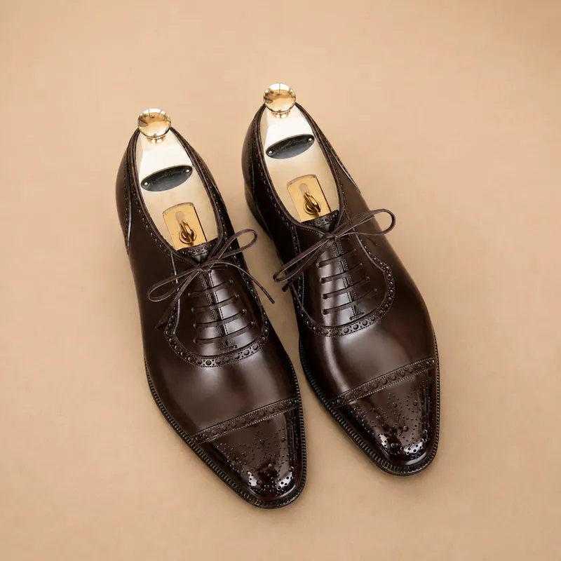 Heritage Oxford Semi Brogue Calf Dark Brown